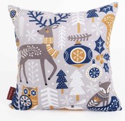 Vianočná obliečka na vankúšik Velvet 40 × 40 cm - Sob modrý