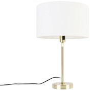 Stolná lampa zlatá nastaviteľná s tienidlom bielym 35 cm - Parte
