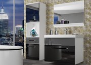 Kúpeľňový nábytok Belini čierny lesk / šedý lesk + umývadlo + zrkadlo  ROD P 3/0/W/BS/0/ZW