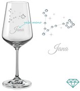 Pohár na víno súhvezdia Rýb s kryštálmi