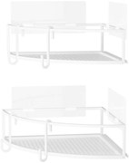 Biele rohové samodržiace oceľové kúpeľňové poličky 2 ks Cubiko – Umbra