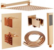 Mexen CUBE - 2-výstupová podomietková sprchová sada 6v1, ružové-zlato, 5907709105784