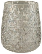 Strieborný sklenený svietnik Mosaic M - Ø15 * 17,5 cm