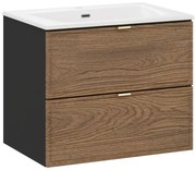 Závěsná skříňka Talia Casella se zápustným umyvadlem 60 cm černý/dub casella