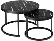 Sada 2 konferenčných stolíkov GALEN 70 cm mramorová, čierna