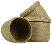 Pletené košíky z morskej trávy s preloženým krajom (3 ks) - 27 * 23/23 * 21/20 * 18 cm