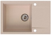 Sink Quality Sink55, kuchynský granitový drez 680x460x215 mm + chrómový sifón, béžová, SKQ-SINK.P.1KDO.X