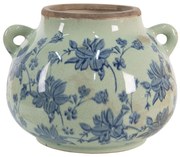 Keramický obal na kvetináč s modrými kvetmi - 21*20*16 cm