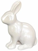 Veľkonočná dekorácia Biely zajac, keramika, 10,2 x 13 x 5,2 cm