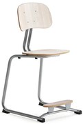 Školská stolička YNGVE, kĺzavý podstavec, strieborná, jaseň, V 500 mm