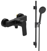 Sprchová batéria SAT Cube Way so sprchovacím setom 150 mm čierna SATBSCU268CSET1