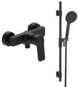 Sprchová batéria SAT Cube Way so sprchovacím setom 150 mm čierna SATBSCU268CSET1