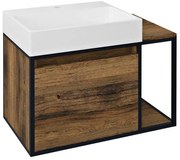 Sapho Sapho, SKARA umývadlová skrinka 80x49,5x46,5cm, čierna mat/dub Collingwood (CG003), CG003-1919
