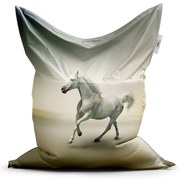 Sedací vak Classic biely kôň 2 - detský, sivá