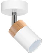 Bodové svietidlo Joker, 1x drevené/biele kovové tienidlo, w/ch