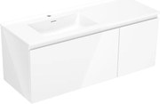 Mexen Orio, kúpeľňová skrinka 120 cm s ľavým umývadlom Otis, 1S, 1D, biela lesklá, 91A13-12047-3-BBFF00-W18L00