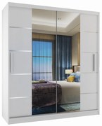 Šatníková skriňa 133 cm Belini biely mat s posuvnými dverami zrkadlom a zásuvkami  ME SZP6/1/W/W/0/KLAL