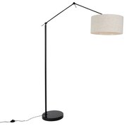 Stojaca lampa čierna so svetlosivým tienidlom 50 cm nastaviteľná - Editor