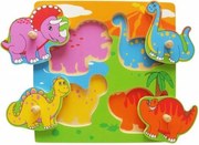 Viga puzzle s úchytmi Dino multicolor