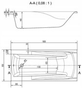 Cersanit Zen, akrylátová vaňa 180x85cm + nožičky, biela, S301-129