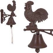 Záhradný zvonček Rooster, 25,6x18,5 cm, liatina, hnedá