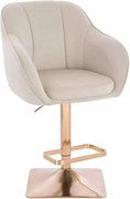 LuxuryForm DESIGN Barová stolička AVOLA VELUR na zlatej hranatej podstave - krémová