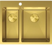 Mexen Flexo, 1.5-komorový nerezový drez 610 x 510 mm, brúsená zlatá, 6446611500-55