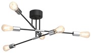 Luster na tyči FLAME 6xE27/60W/230V čierna/lesklý chróm