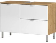 Biela skrinka pod umývadlo s dubovým dekorom Germania Mauresaa, šírka 80 cm