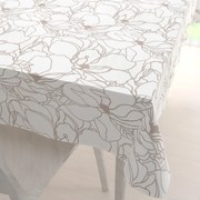 Biante Bavlnený obdĺžnikový obrus Sandra SA-268 Béžové designové kvety na bielom 50x100 cm