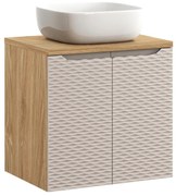 Závěsná skříňka Ocean Smile II s deskou a umyvadlem 60 cm béžová/dub olejovaný