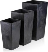 PLASTOVÝ KVETINÁČ PORTO SADA 3KS 67,7X35 CM+46,5X25 CM+57X30 CM IMITÁCIA BETÓNU ČIERNA