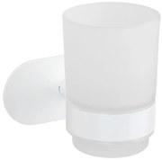 Biely samodržiaci sklenený téglik na zubné kefky Orea – Wenko