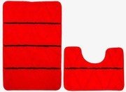 Sada kúpeľňových koberčekov PALMA červená / čierna, kosoštvorce