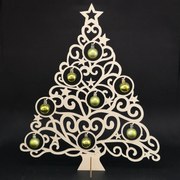 AMADEA Drevený 3D stromček s guličkami, výška 46 cm