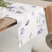 Biante Teflónový behúň na stôl TF-024 Fialové ruže na bielom 20x120 cm