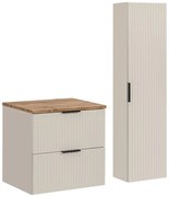 Koupelnová sestava Bella Cashmere se skříňkami 60 cm kašmírová/dub wotan
