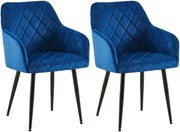 Set 2 jedálenských stoličiek Monett B - zamat, čierny rám - tmavomodrá
