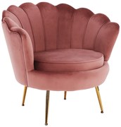 Kreslo v štýle Art-deco, ružová Velvet látka/gold chróm-zlatý, NOBLIN