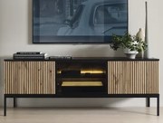 TV skrinka Sento, čierna/dub wotan, s osvetlením%