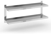 Dvojitá nástenná nerezová polica, 1200 x 300 mm