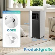 Prenosná klimatizácia s výkonom 7000 BTU, 3-v-1 chladiaca jednotka s ventilátorom a odvlhčovačom pre miestnosti do 28 m², čierna