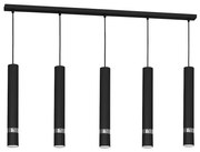 Závesné svietidlo Joker, 5x strieborné/čierne kovové tienidlo, b