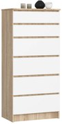 Komoda Kuba 60 cm - 6 zásuviek dub sonoma/biela