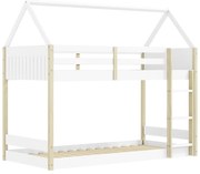Domčeková poschodová detská posteľ v bielo-prírodnej farbe 90x190 cm Valka – Marckeric