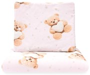 Obojstranný Set z Velvet a bavlny do kočíka New Baby Love Teddy Bear pink