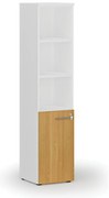 Kombinovaná kancelárska skriňa PRIMO WHITE, dvere na 2 poschodia, 400 x 420 x 1781 mm, biela/buk