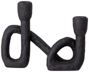 Čierny svietnik Bloomingville Mashel, výška 16,5 cm