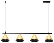 Závesné svietidlo Cone, 4x zlaté/čierne kovové tienidlo, b