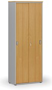 Kancelárska skriňa so zasúvacími dverami PRIMO GRAY, 800 x 420 x 2128 mm, sivá/buk
